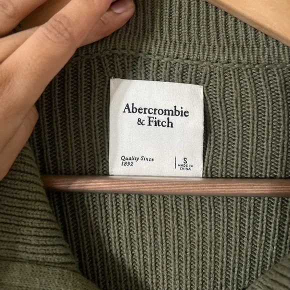 ABERCROMBIE & FITCH Rib Zip Up Knit Sweater Pullover Top - Picture 4 of 7